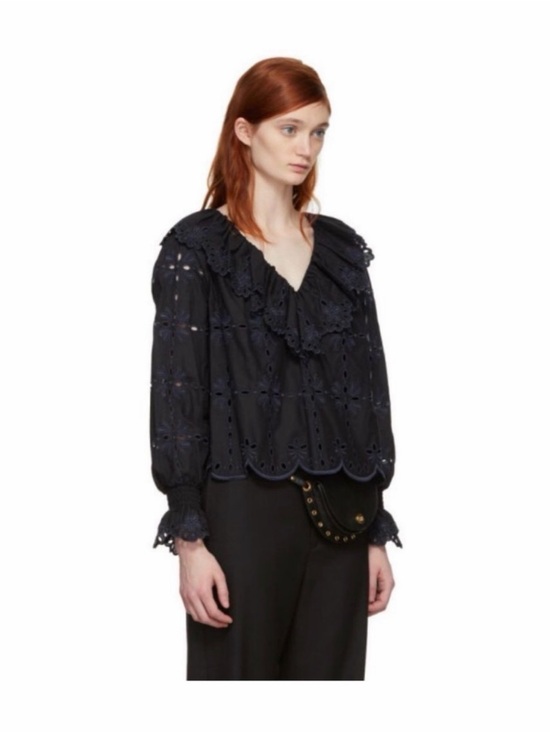See By Chloe Tops - See by Chloe Broderie Anglaise Ruffle Blouse Size EU36/US4